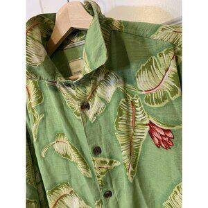 Island Republic Men’s Sz L Green Pineapple Floral Hawaiian‎